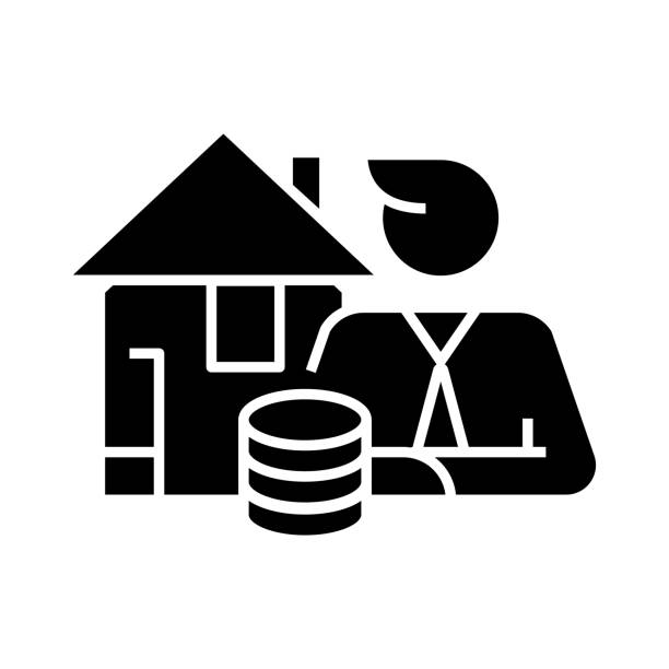 Domestic income black icon, concept illustration, glyph symbol, vector flat sign.